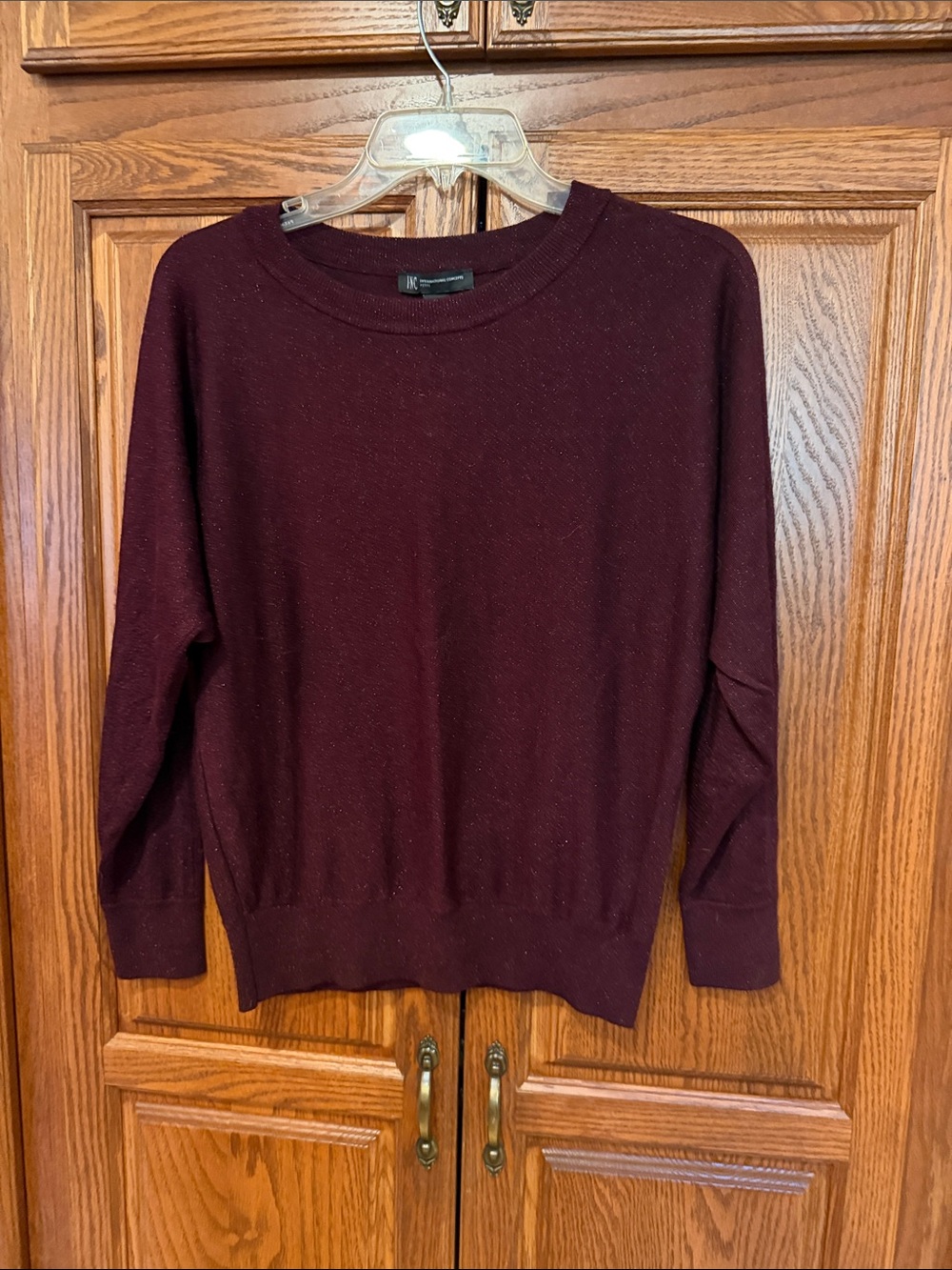 INC International Concepts metallic Burgundy Crew Sweater *like NEW condition